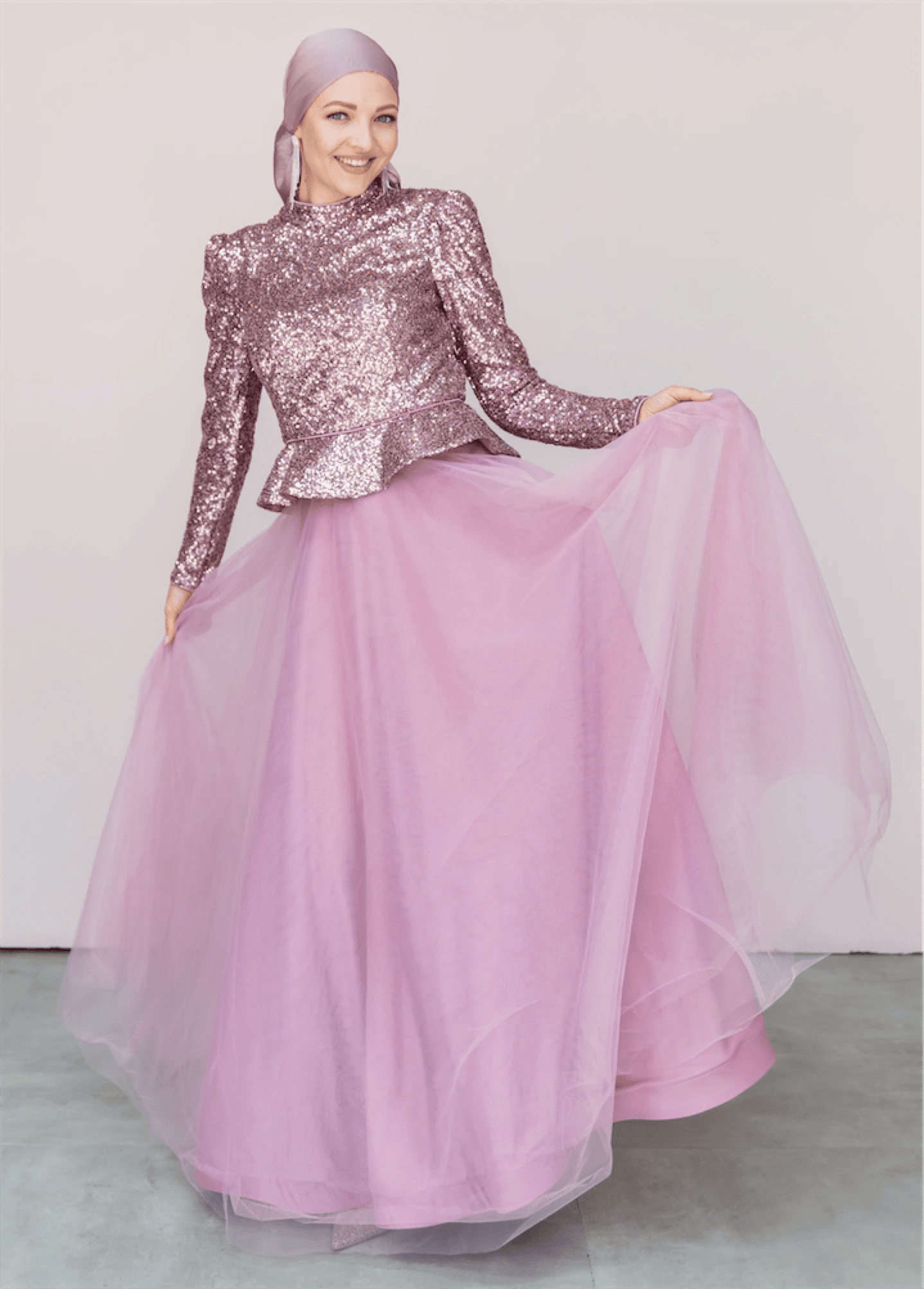 Payet Peplum Ceket Tütü Etek Takım Abiye - FioraofDress - tesettur - abiye - 44 - PEMBE - hijab - evening - dress