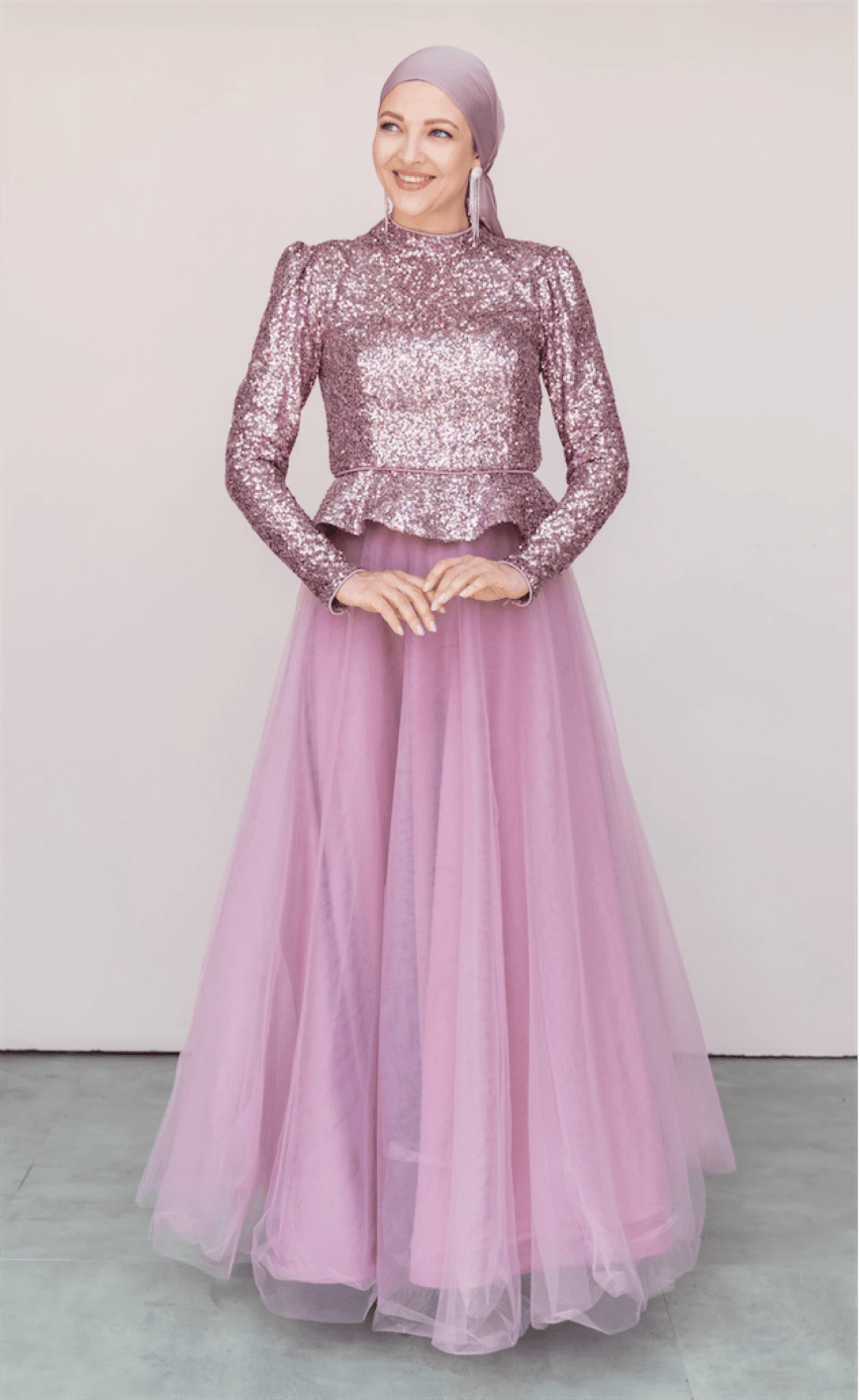 Payet Peplum Ceket Tütü Etek Takım Abiye - FioraofDress - tesettur - abiye - 44 - PEMBE - hijab - evening - dress