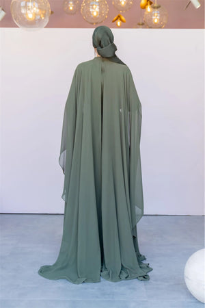 Pelerin Tesettür Abiye - FioraofDress - tesettur - abiye - 40 - HAKİ - hijab - evening - dress