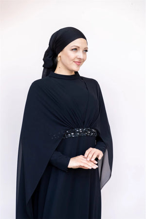 Pelerin Tesettür Abiye - FioraofDress - tesettur - abiye - 40 - SİYAH - hijab - evening - dress