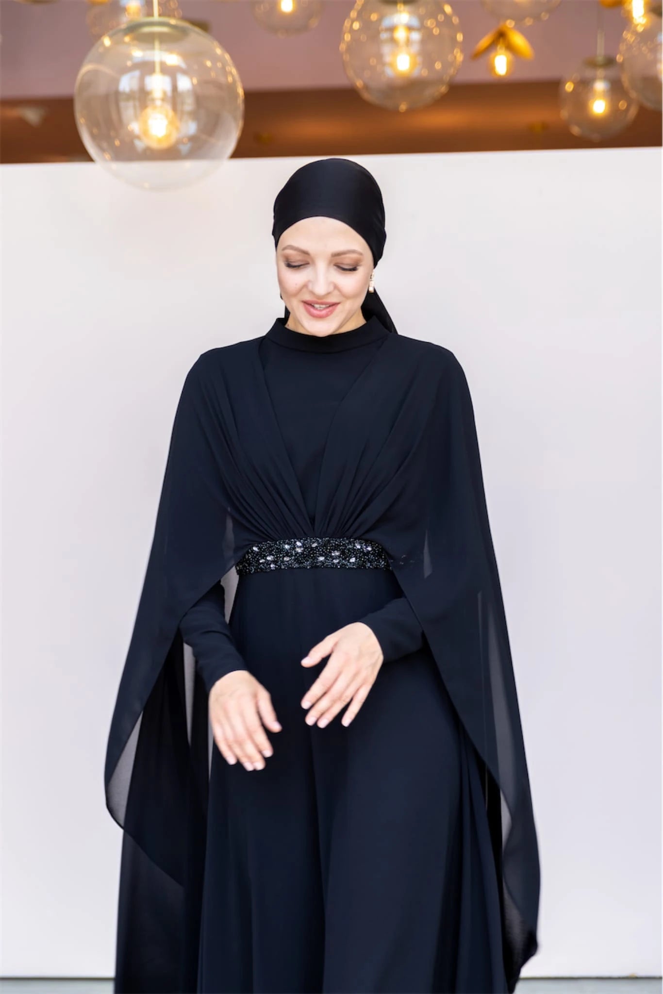 Pelerin Tesettür Abiye - FioraofDress - tesettur - abiye - 40 - SİYAH - hijab - evening - dress