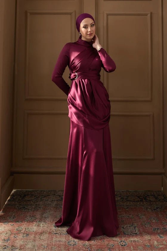 Rana Taşlı Tesettür Abiye - FioraofDress - tesettur - abiye - 36 - Mürdüm - hijab - evening - dress