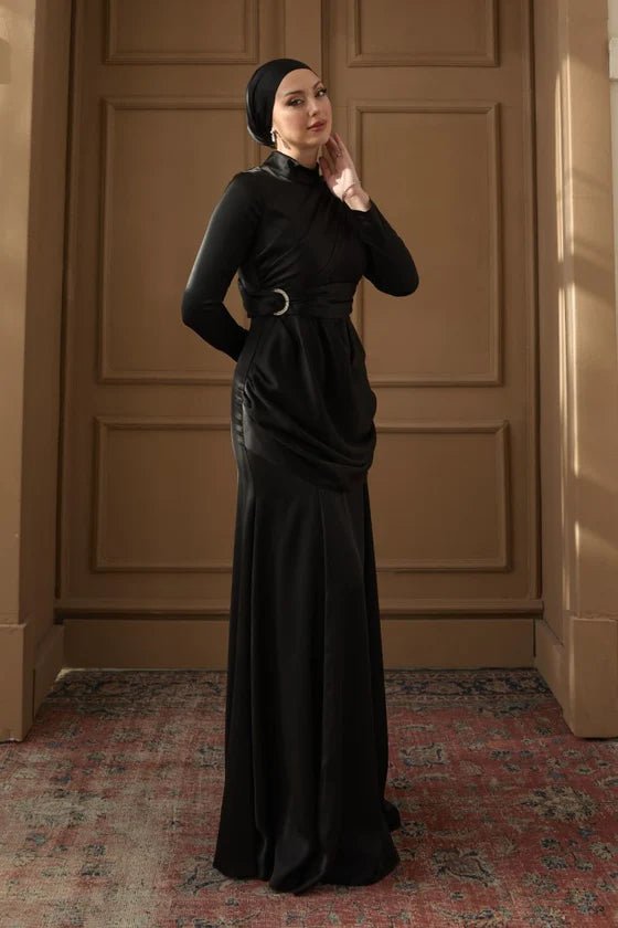 Rana Taşlı Tesettür Abiye - FioraofDress - tesettur - abiye - 36 - Siyahh - hijab - evening - dress