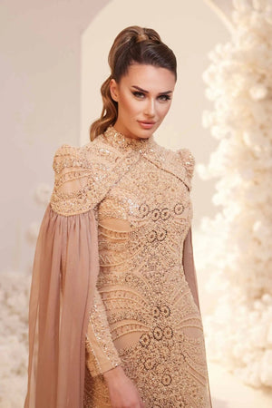 Sabrina Tesettür Abiye - FioraofDress - tesettur - abiye - GOLD - 38 - hijab - evening - dress