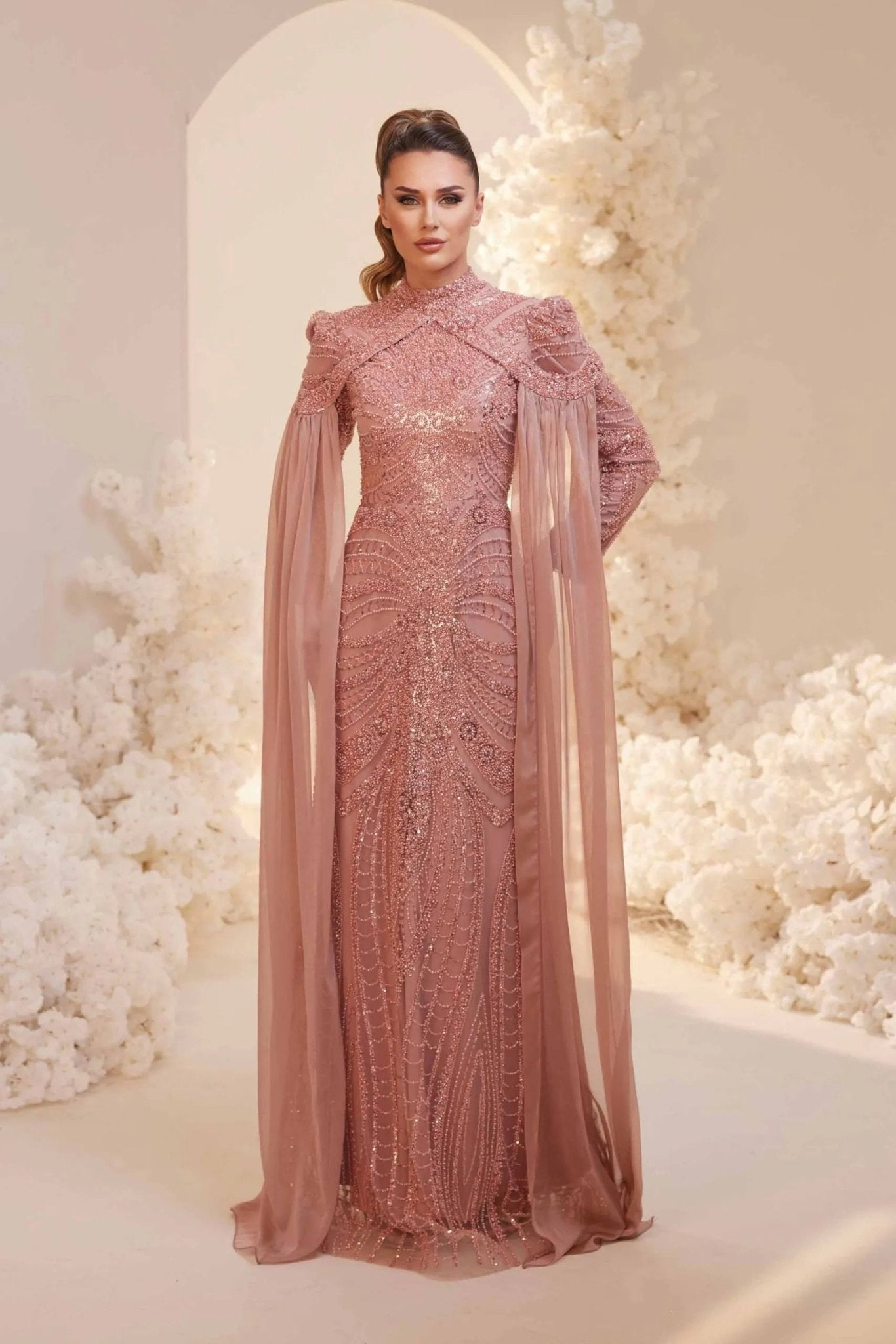 Sabrina Tesettür Abiye - FioraofDress - tesettur - abiye - Gül Kurusu - 38 - hijab - evening - dress