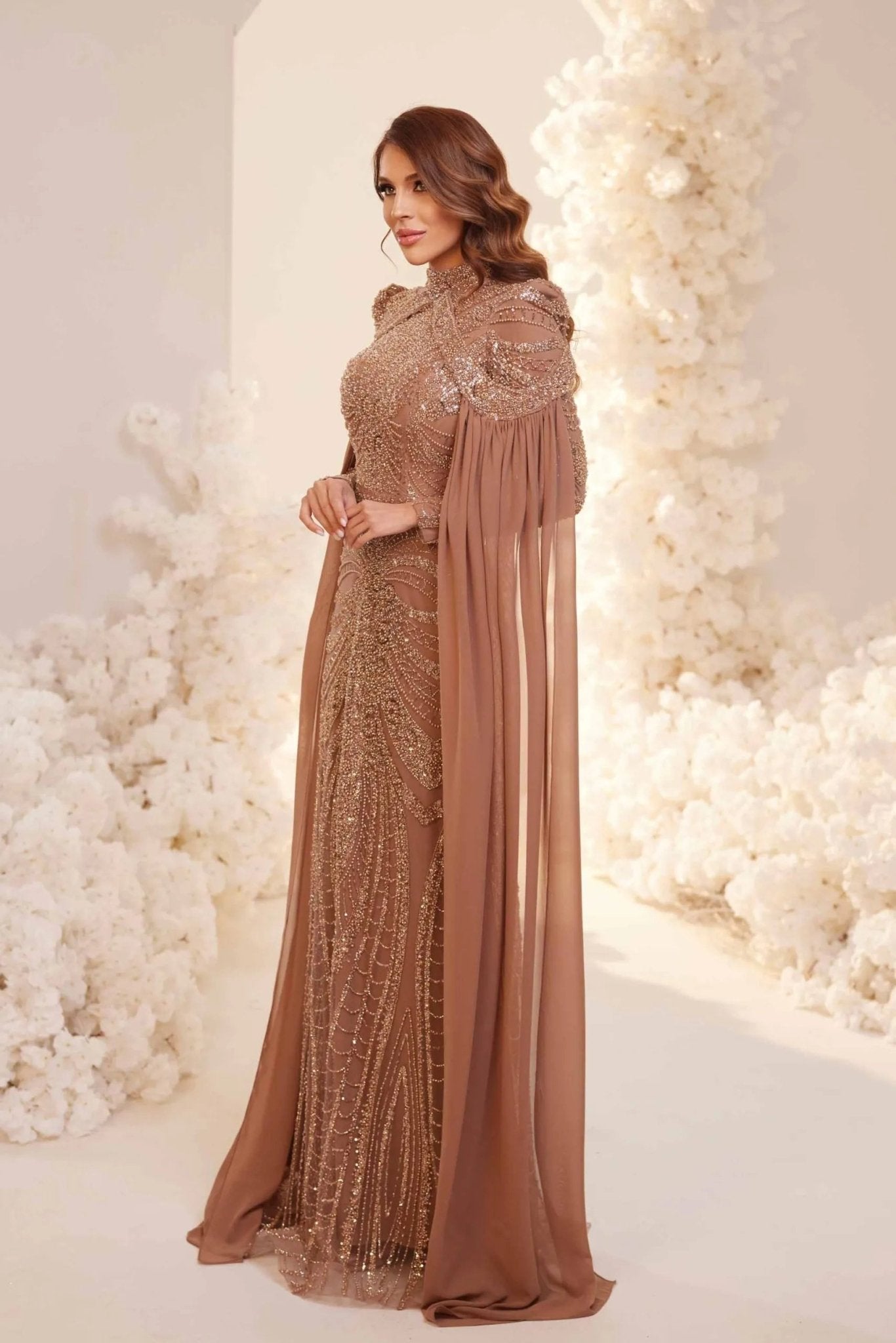 Sabrina Tesettür Abiye - FioraofDress - tesettur - abiye - rose - 38 - hijab - evening - dress