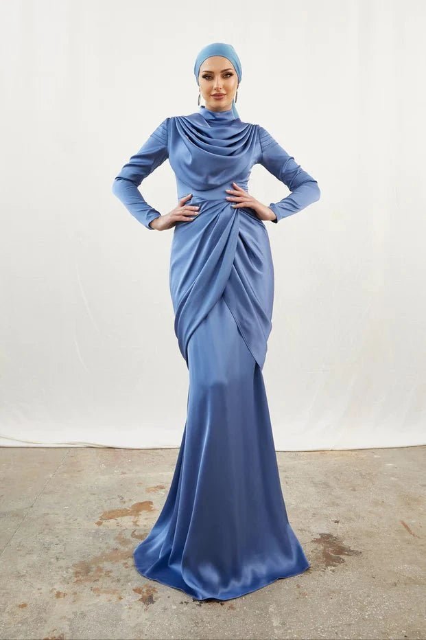 Sanem İndigo Tesettür Abiye - FioraofDress - tesettur - abiye - 44 - indigo - hijab - evening - dress