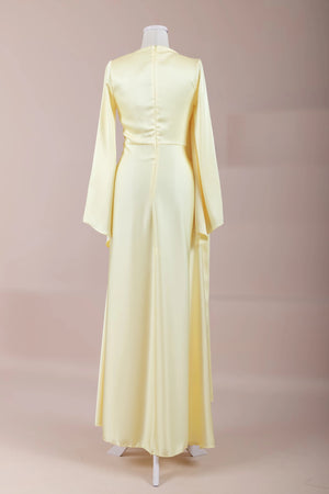 Satenya Tesettür Abiye - FioraofDress - tesettur - abiye - Sarı - 38 - hijab - evening - dress