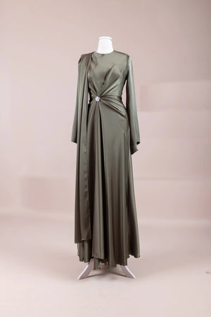 Satenya Tesettür Abiye - FioraofDress - tesettur - abiye - haki - 38 - hijab - evening - dress