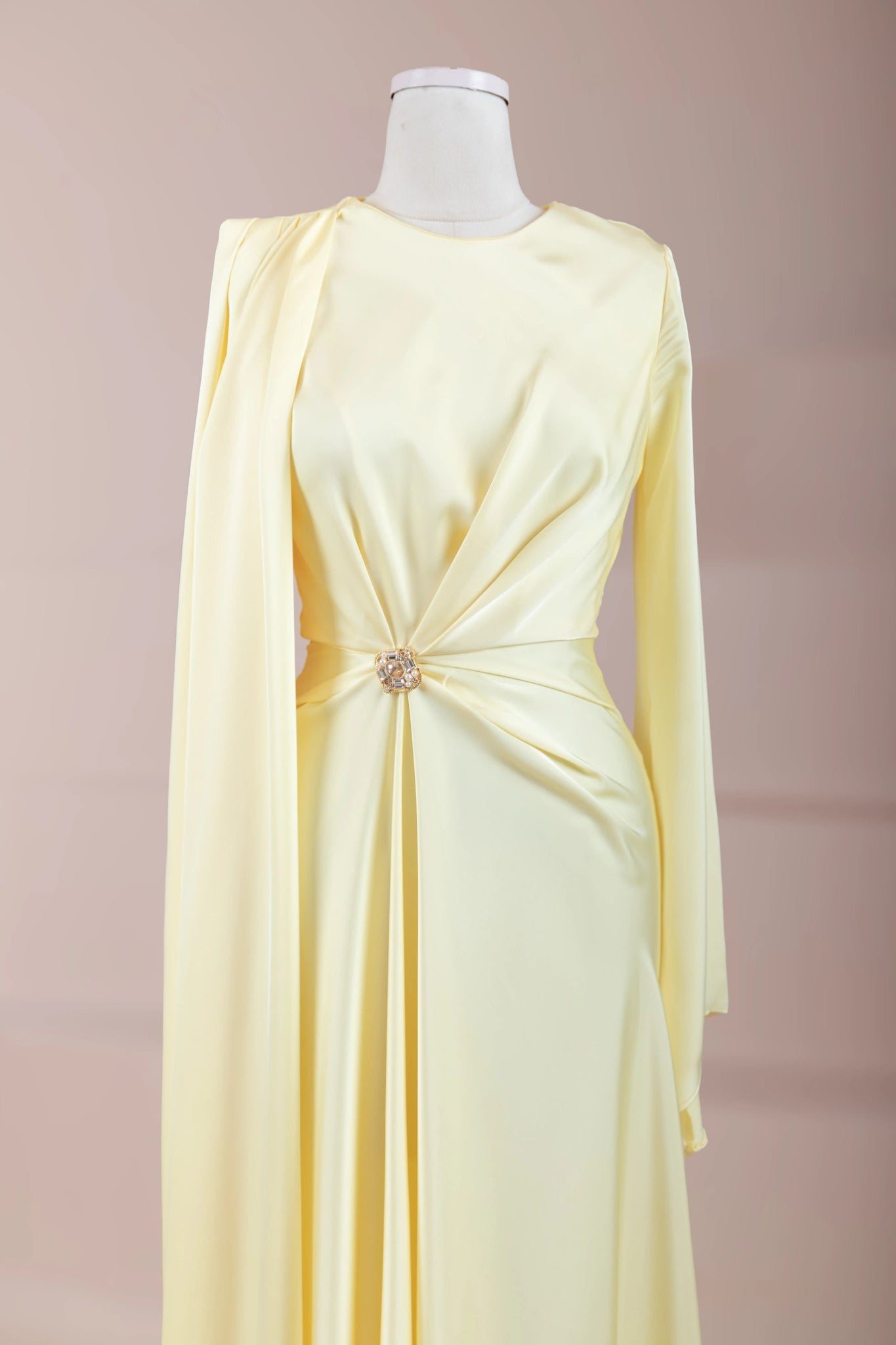 Satenya Tesettür Abiye - FioraofDress - tesettur - abiye - Sarı - 38 - hijab - evening - dress