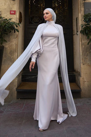 Şehrazat Tesettür Abiye - FioraofDress - tesettur - abiye - gri - 36 - hijab - evening - dress