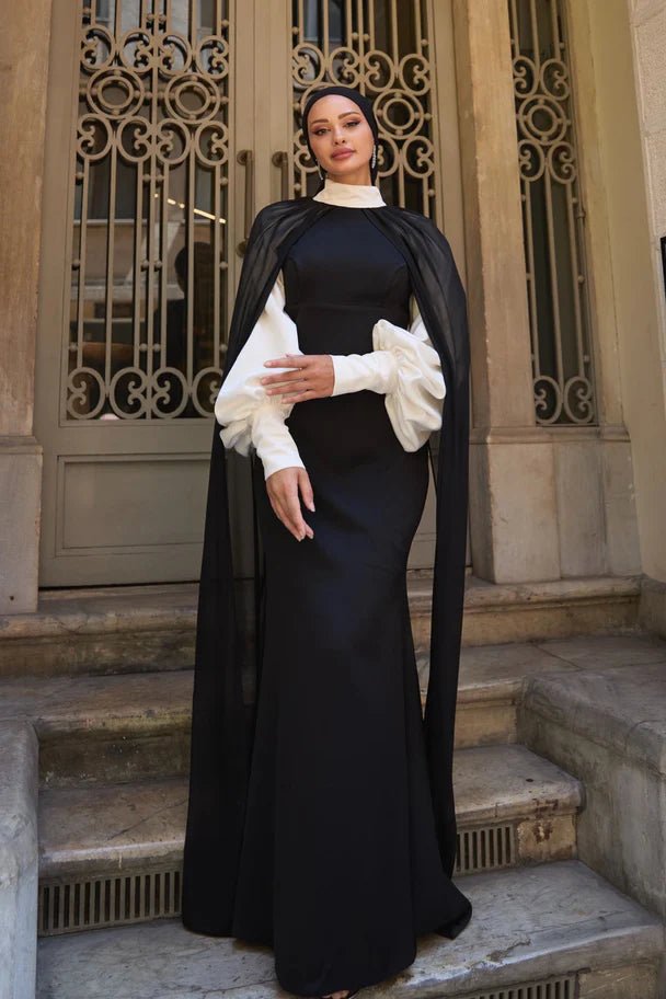 Şehrazat Tesettür Abiye - FioraofDress - tesettur - abiye - Siyah Beyaz - 36 - hijab - evening - dress