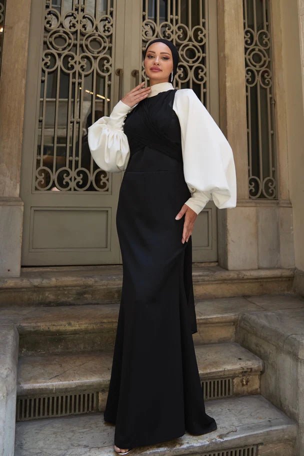 Şehrazat Tesettür Abiye - FioraofDress - tesettur - abiye - Siyah Beyaz - 36 - hijab - evening - dress