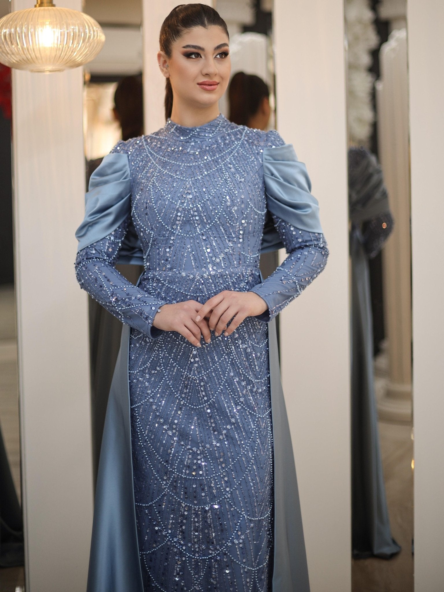 Selen Tesettür Abiye - FioraofDress - tesettur - abiye - indigo - 48 - hijab - evening - dress