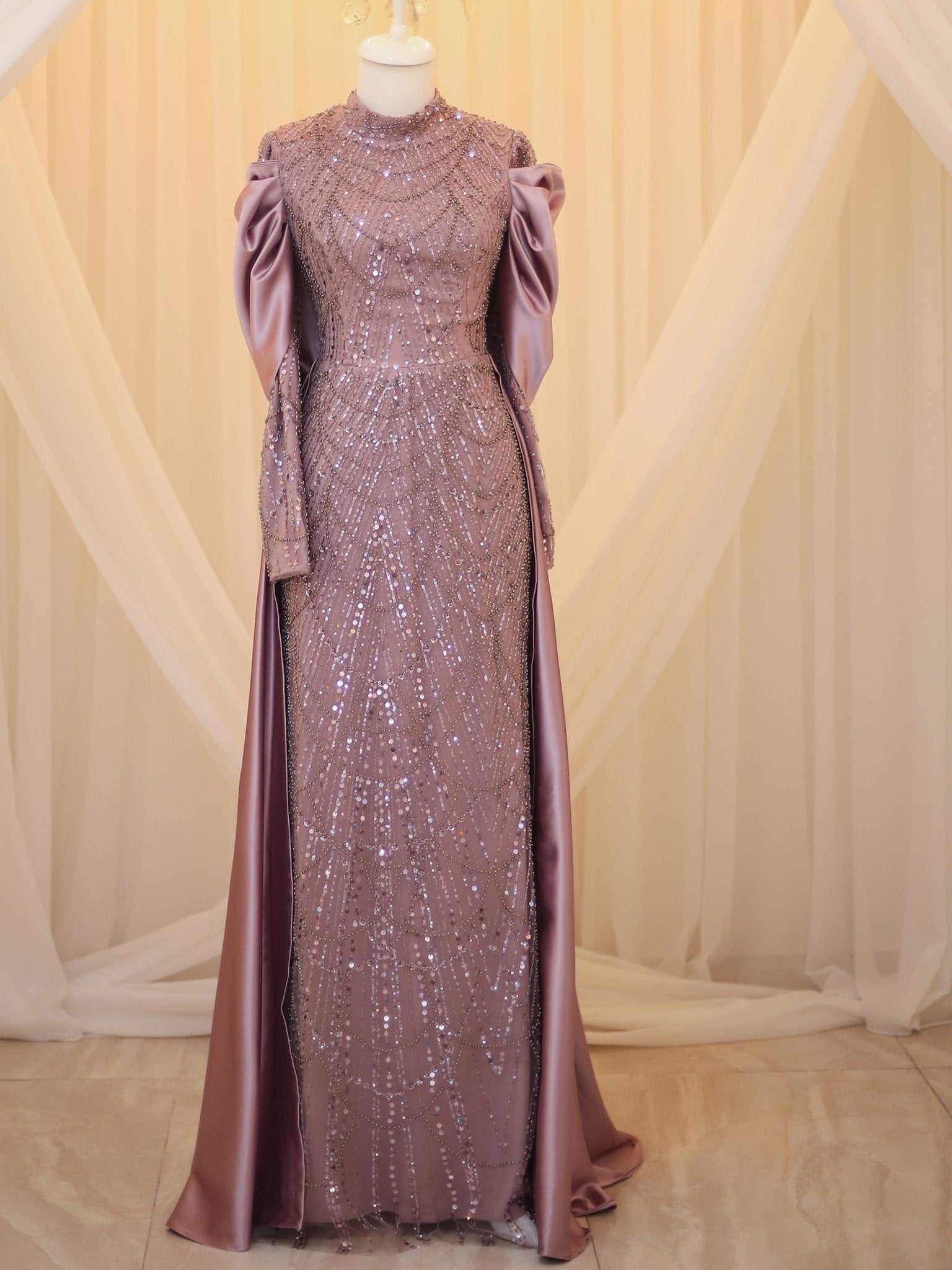 Selen Tesettür Abiye - FioraofDress - tesettur - abiye - Gül Kurusu - 48 - hijab - evening - dress