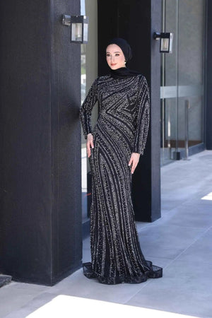 Senna Tesettür Abiye - FioraofDress - tesettur - abiye - 38 - Siyahh - hijab - evening - dress