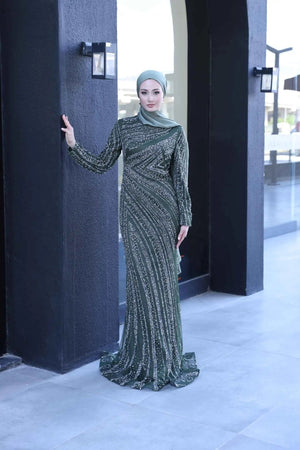 Senna Tesettür Abiye - FioraofDress - tesettur - abiye - 38 - haki - hijab - evening - dress