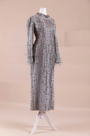 Sien Tesettür Abiye - FioraofDress - tesettur - abiye - GRİ - 38 - hijab - evening - dress