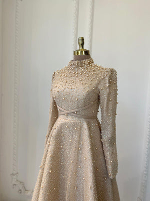 Sirius Tesettür Abiye - Bej - FioraofDress - tesettur - abiye - 48 - BEJ - hijab - evening - dress