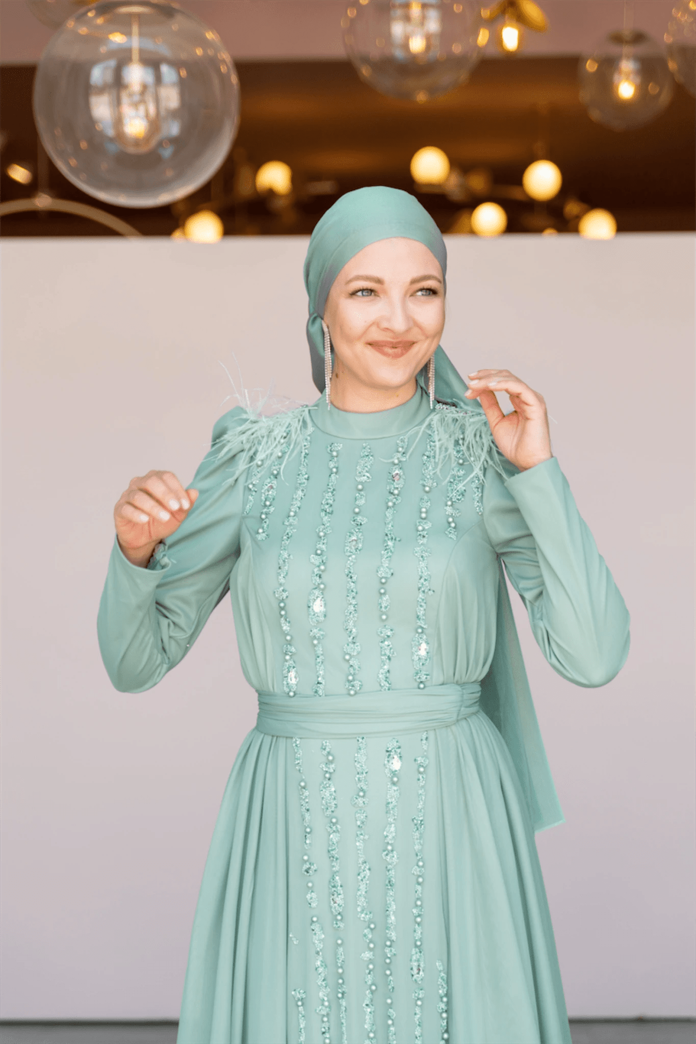 Smile Tesettür Abiye - FioraofDress - tesettur - abiye - 44 - mint - hijab - evening - dress