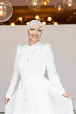 Smile Tesettür Abiye - FioraofDress - tesettur - abiye - 44 - Ekru - hijab - evening - dress