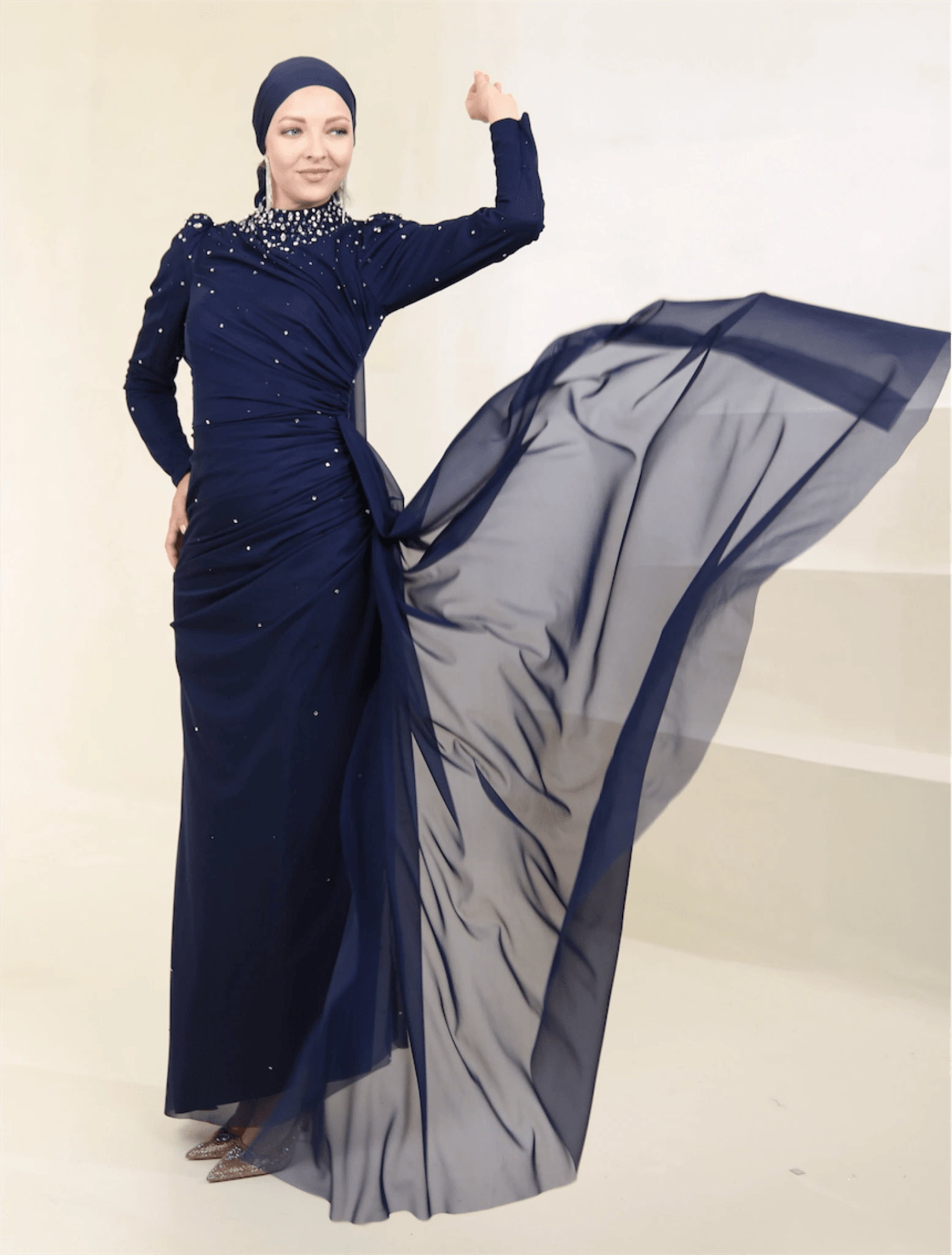 Stoneart Tesettür Abiye - FioraofDress - tesettur - abiye - 44 - lacivert - hijab - evening - dress