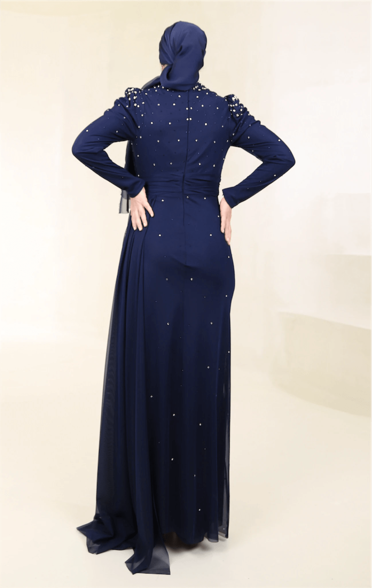 Stoneart Tesettür Abiye - FioraofDress - tesettur - abiye - 44 - lacivert - hijab - evening - dress