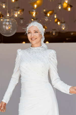 Stoneart Tesettür Abiye - FioraofDress - tesettur - abiye - 44 - Ekru - hijab - evening - dress