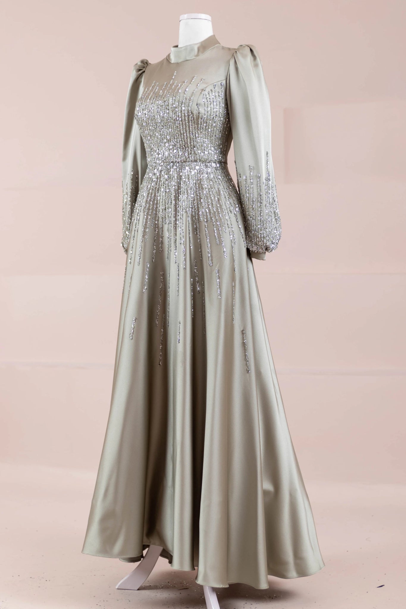 Su Abiye - FioraofDress - tesettur - abiye - 38 - Yağ Yeşili - hijab - evening - dress