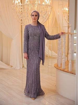 Su Tesettür Abiye - FioraofDress - tesettur - abiye - 48 - Mürdüm - hijab - evening - dress