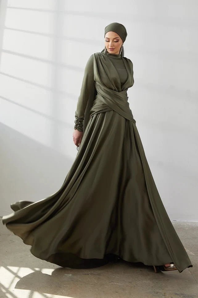 Şule Haki Tesettür Abiye - FioraofDress - tesettur - abiye - 42 - haki - hijab - evening - dress