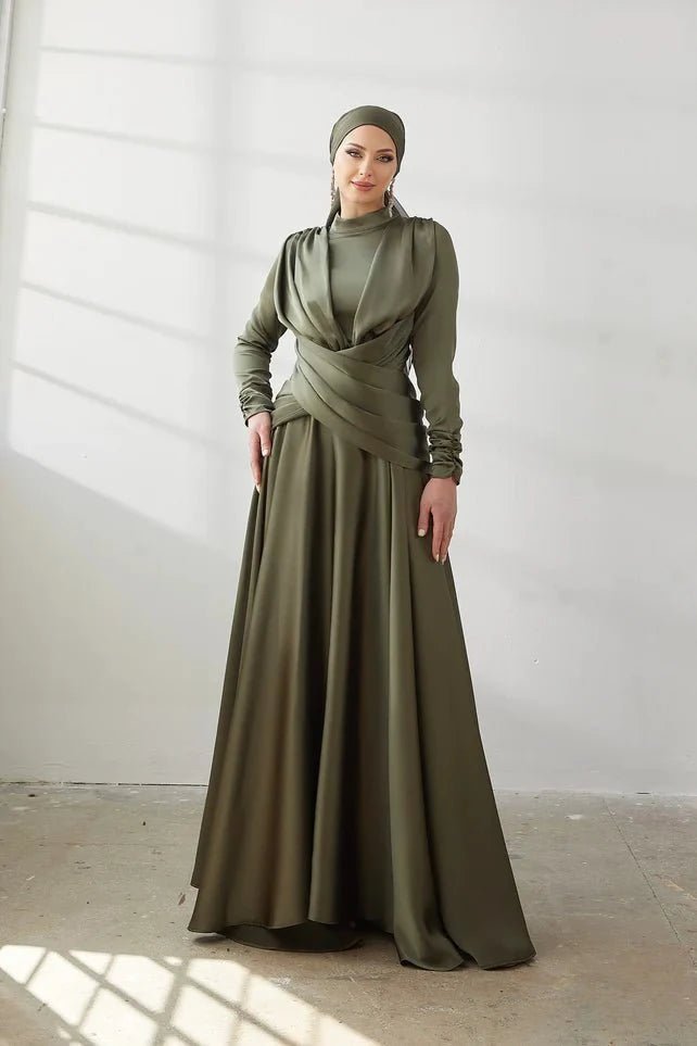 Şule Haki Tesettür Abiye - FioraofDress - tesettur - abiye - 42 - haki - hijab - evening - dress
