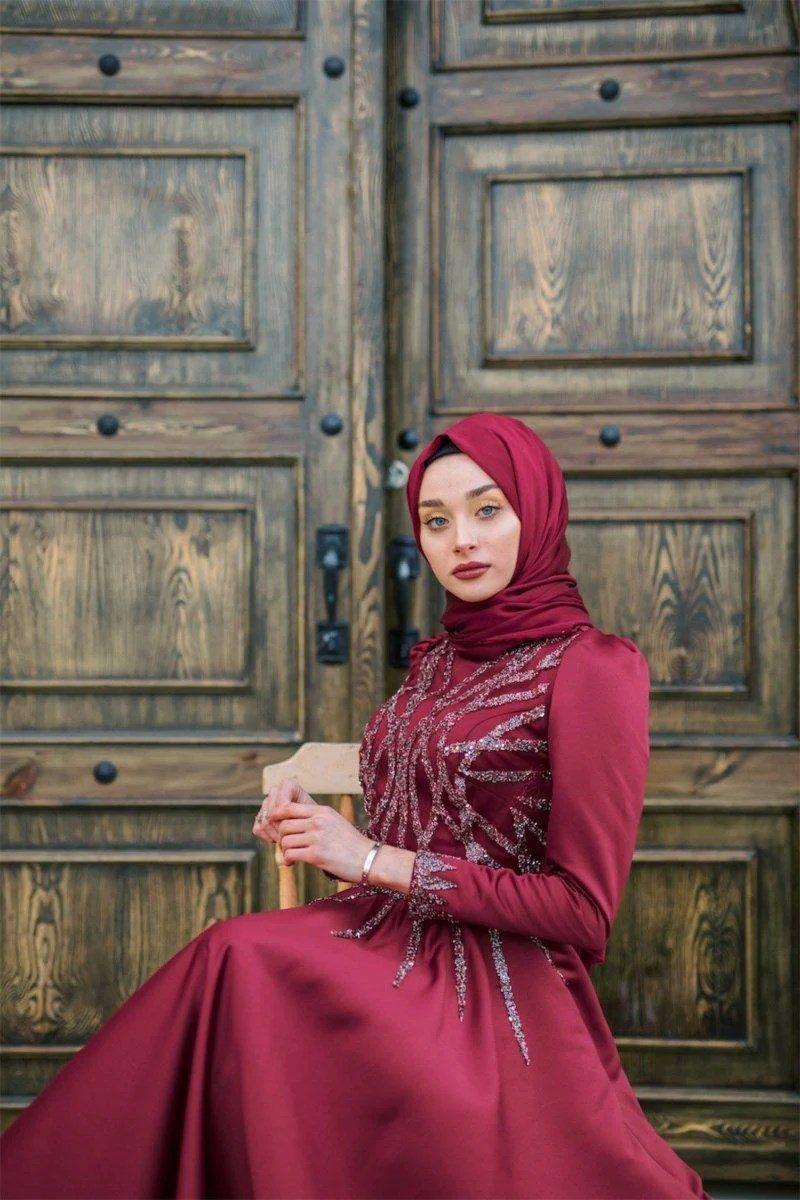 Suyolu işlemeli Tesettür Abiye - FioraofDress - tesettur - abiye - 40 - hijab - evening - dress