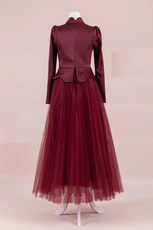 Tuéra Tesettür Abiye - FioraofDress - tesettur - abiye - BORDO - 36 - hijab - evening - dress