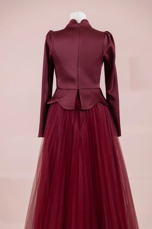 Tuéra Tesettür Abiye - FioraofDress - tesettur - abiye - BORDO - 36 - hijab - evening - dress