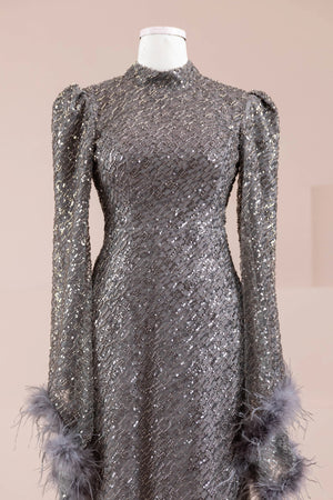 Tula Tesettür Abiye - FioraofDress - tesettur - abiye - gri - 38 - hijab - evening - dress