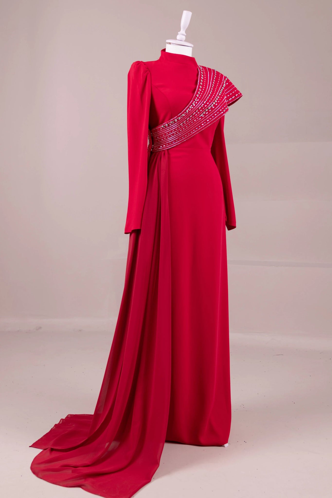 Valen Tesettür Abiye - FioraofDress - tesettur - abiye - Kırmızı - 38 - hijab - evening - dress