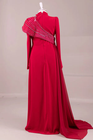 Valen Tesettür Abiye - FioraofDress - tesettur - abiye - Kırmızı - 38 - hijab - evening - dress