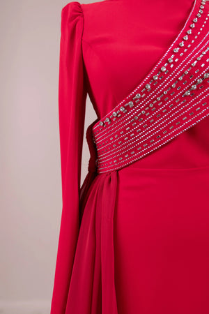 Valen Tesettür Abiye - FioraofDress - tesettur - abiye - Kırmızı - 38 - hijab - evening - dress