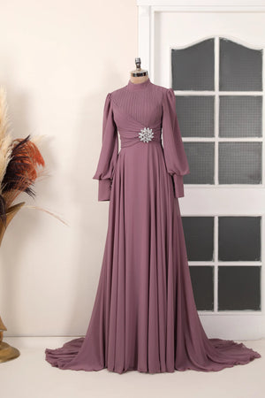 Valerya Abiye - FioraofDress - tesettur - abiye - 38 - Gül Kurusu - hijab - evening - dress