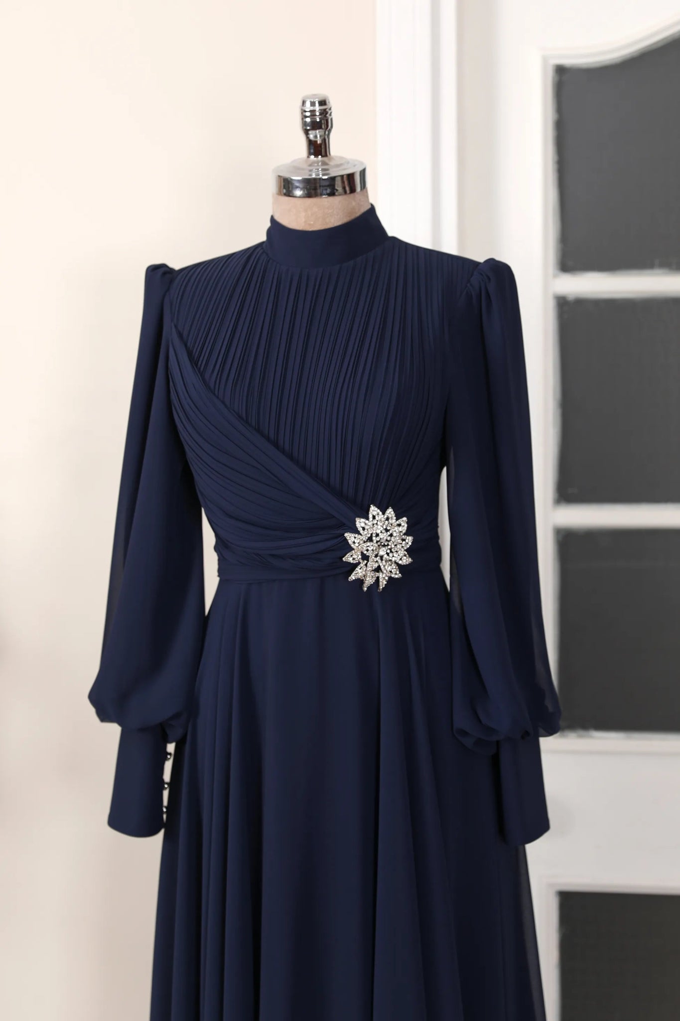 Valerya Abiye - FioraofDress - tesettur - abiye - 38 - lacivert - hijab - evening - dress