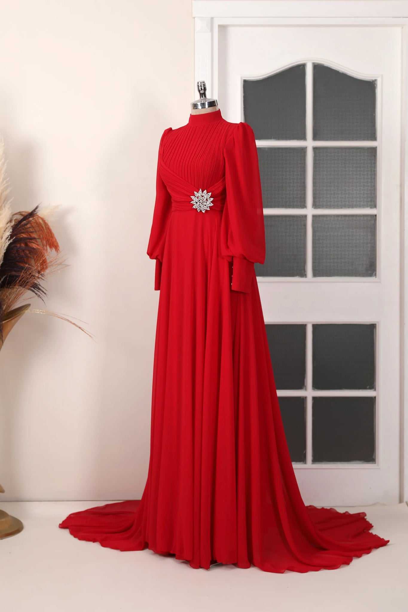 Valerya Abiye - FioraofDress - tesettur - abiye - 38 - Kırmızı - hijab - evening - dress