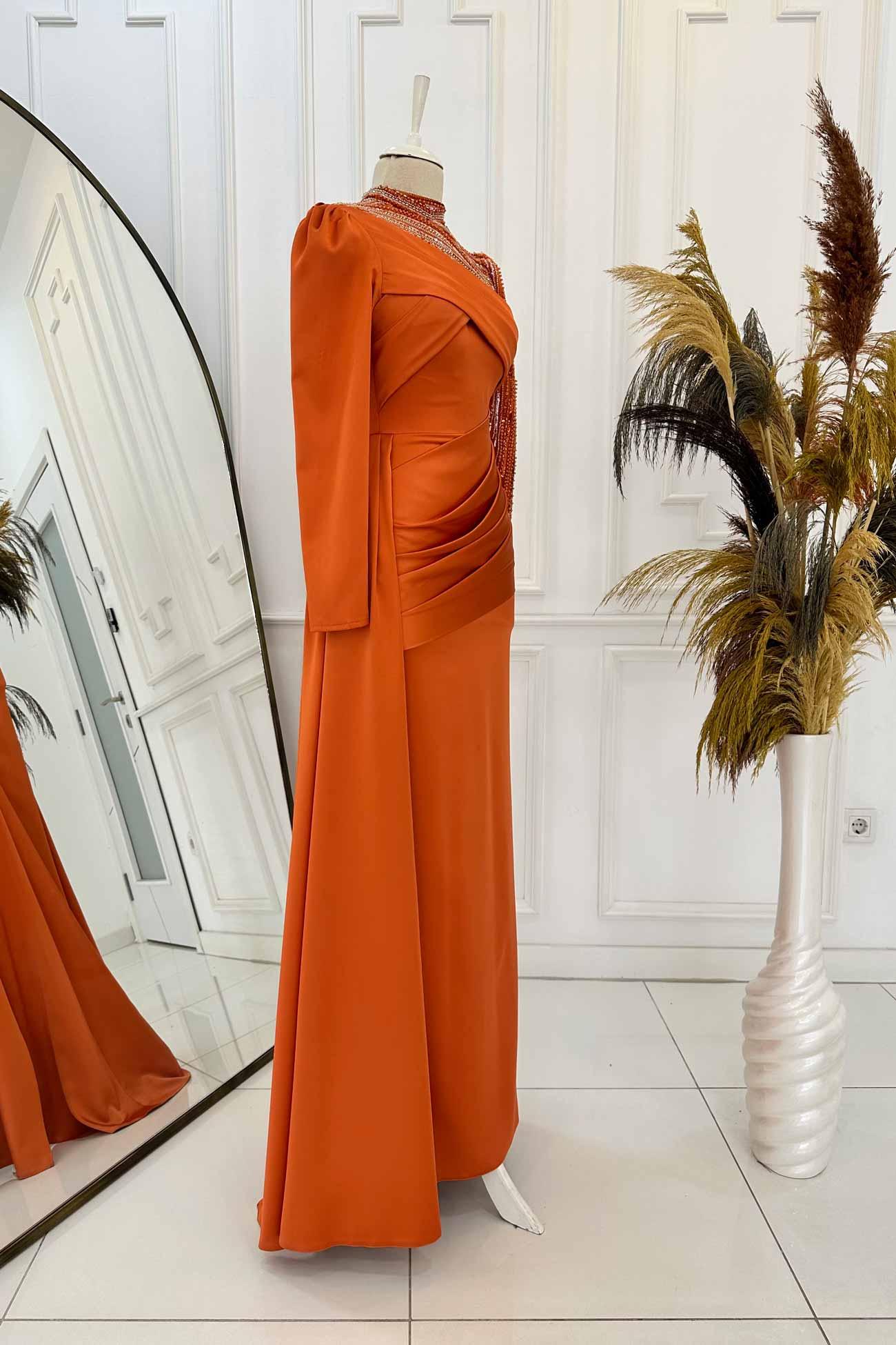 Vela Abiye - FioraofDress - tesettur - abiye - 48 - Gül Kurusu - hijab - evening - dress