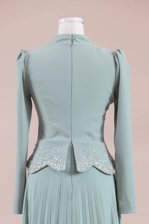 Velor Tesettur Abiye - FioraofDress - tesettur - abiye - mint yeşili - 38 - hijab - evening - dress