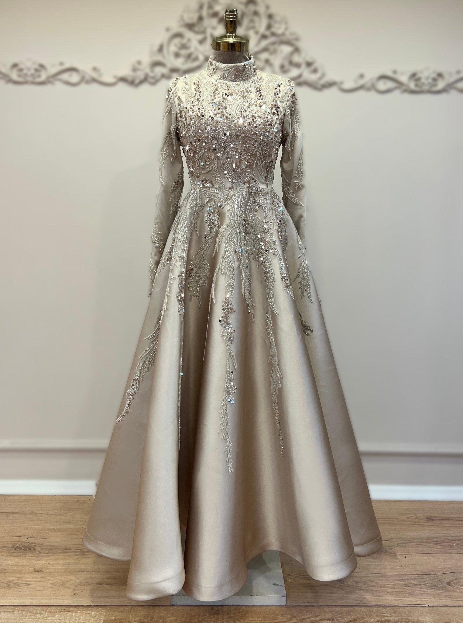 Victoria Tesettür Abiye Gold - FioraofDress - tesettur - abiye - 48 - GOLD - hijab - evening - dress