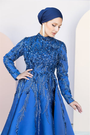 Victoria Tesettür Abiye Lacivert - FioraofDress - tesettur - abiye - 48 - hijab - evening - dress