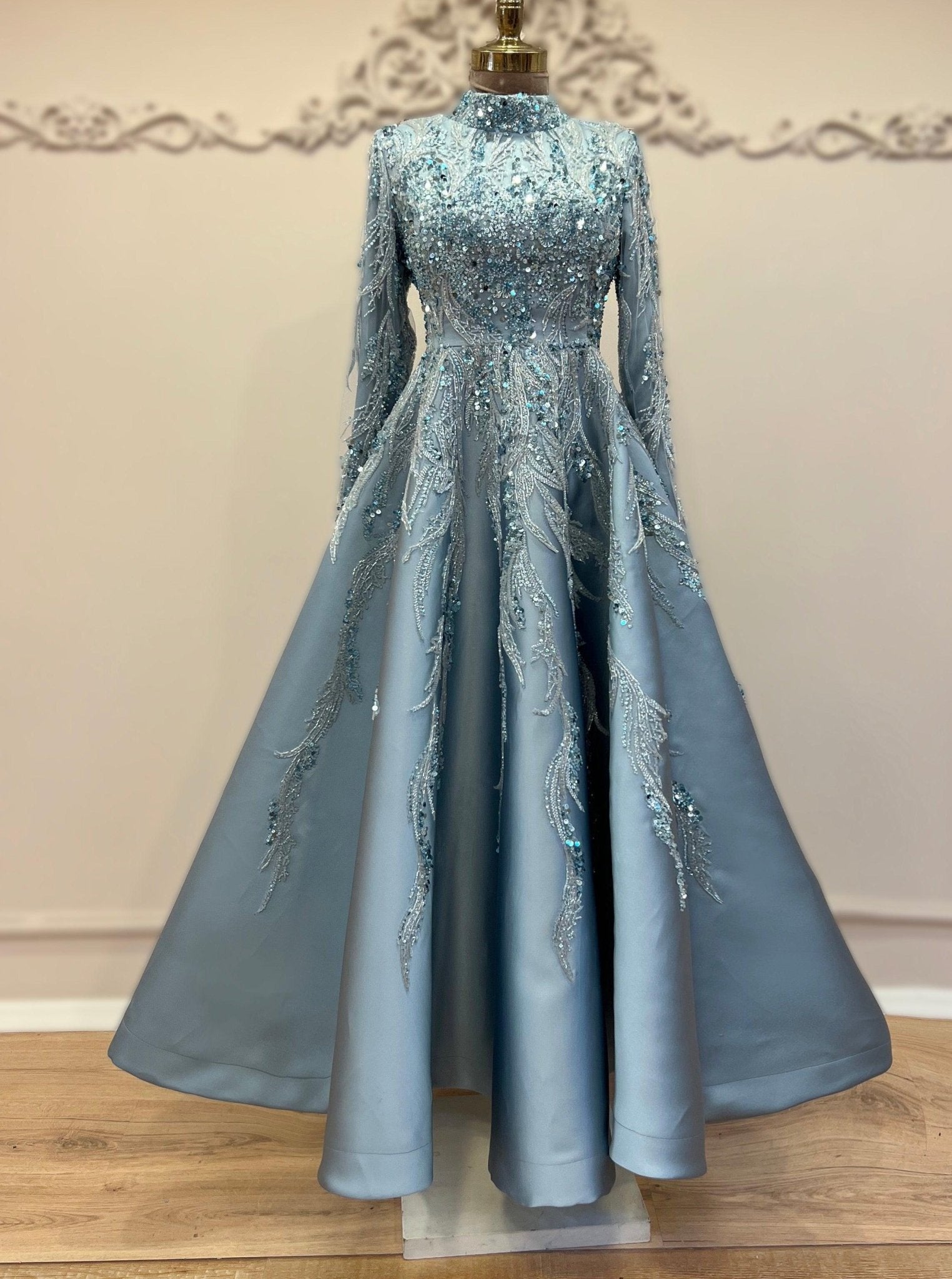 Victoria Tesettür Abiye Mavi - FioraofDress - tesettur - abiye - 48 - MAVİ - hijab - evening - dress