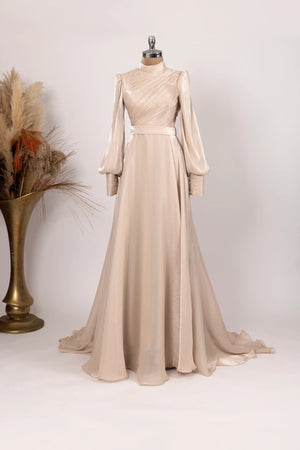 Viktorya Abiye - FioraofDress - tesettur - abiye - 38 - bejj - hijab - evening - dress