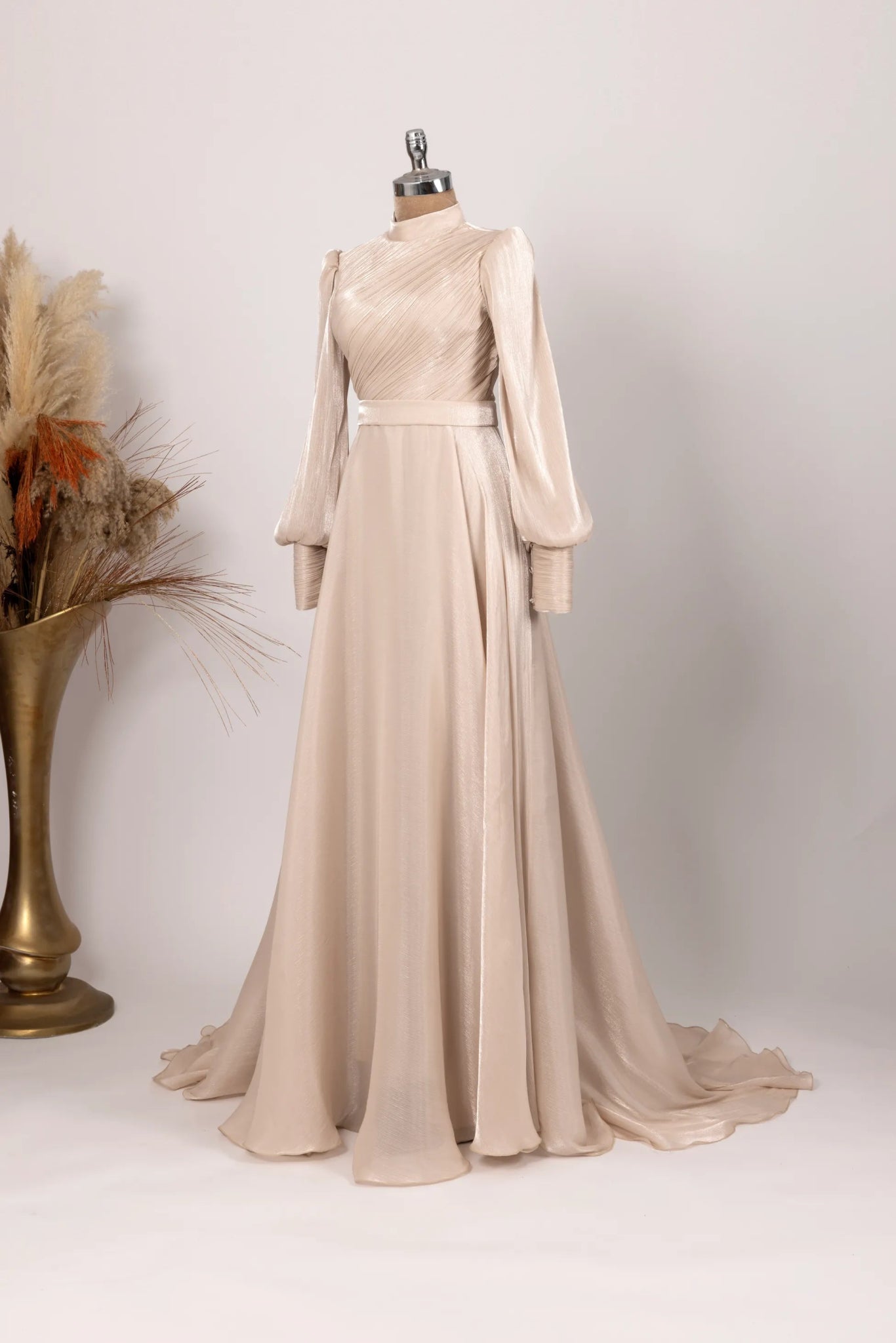 Viktorya Abiye - FioraofDress - tesettur - abiye - 38 - bejj - hijab - evening - dress