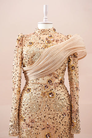 Zerra Tesettür Abiye - FioraofDress - tesettur - abiye - GOLD - 38 - hijab - evening - dress